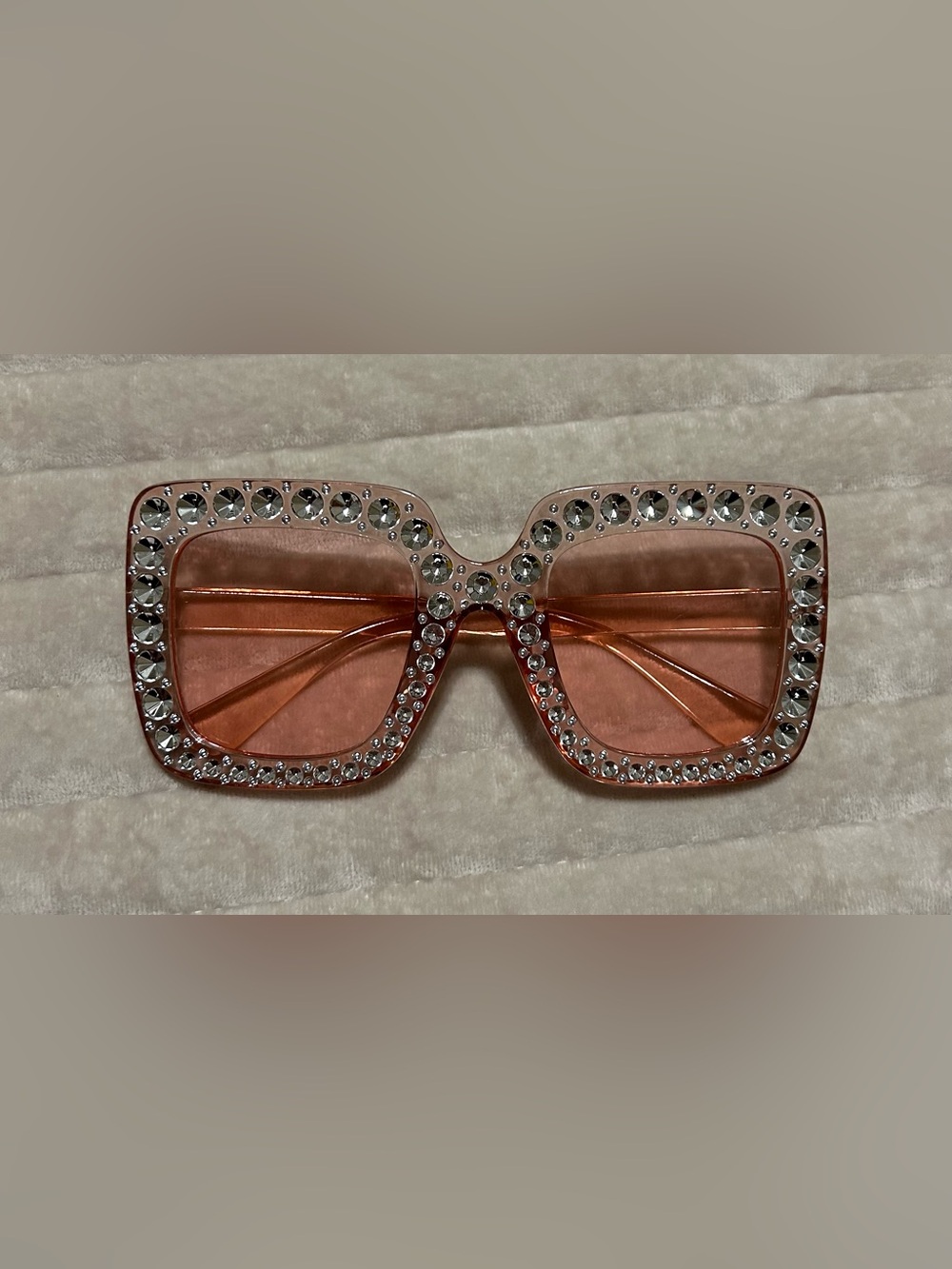 Crystal-Embellished Oversized Women's Sunglasses - Pink